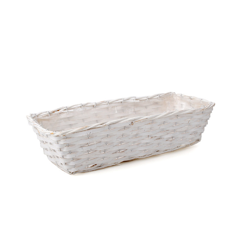 szögletes hasított fa balkonláda fehér 52x19,5x14cm