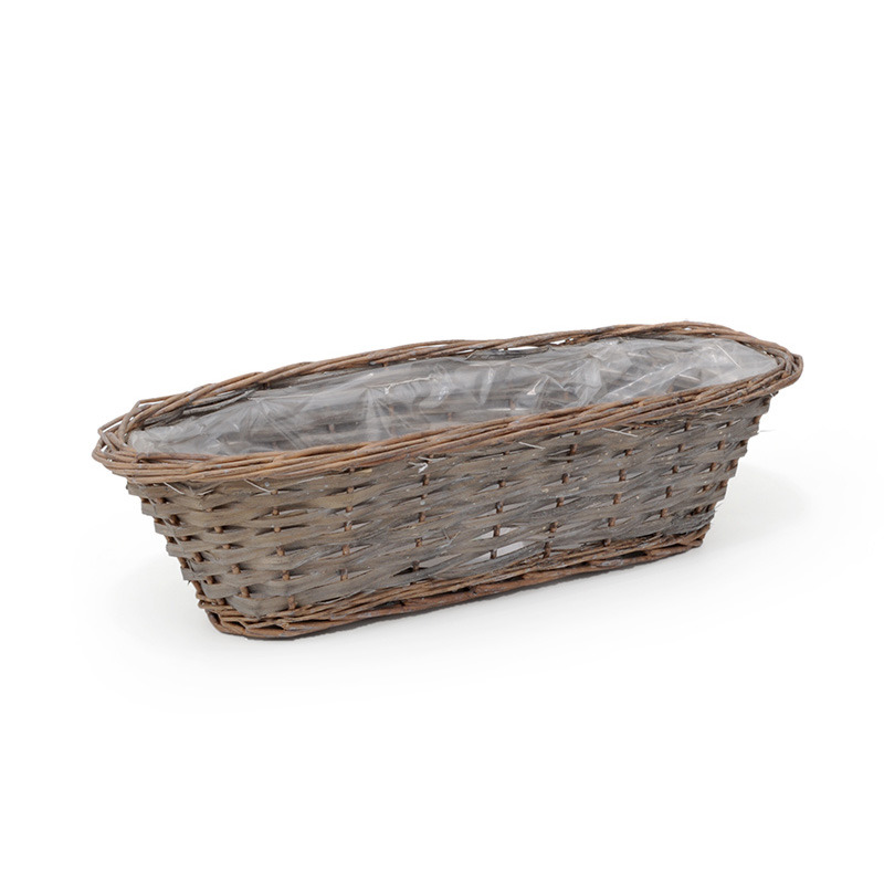 ovális hasított fa tál szürke 47x18x13cm