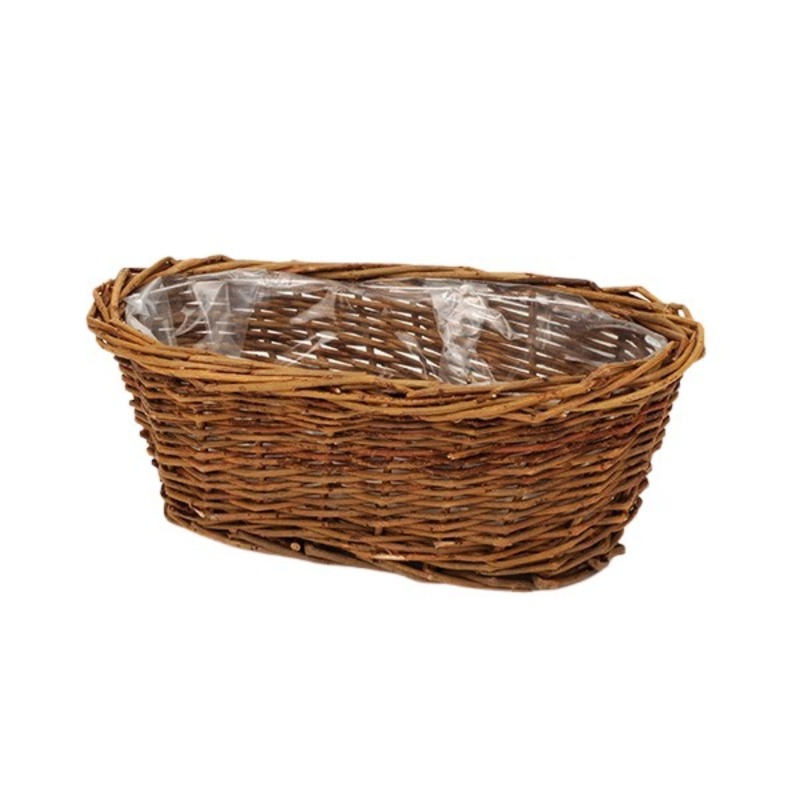 ovális natúr vessző tál barna 25x14x9cm