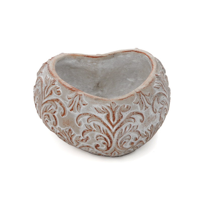 szív alakú Tendril kő tál antikolt szürke - barna 15x15x7cm