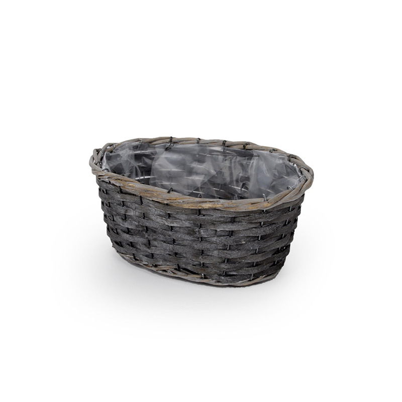 ovális hasított fa tál szürke 27x19,5x11cm