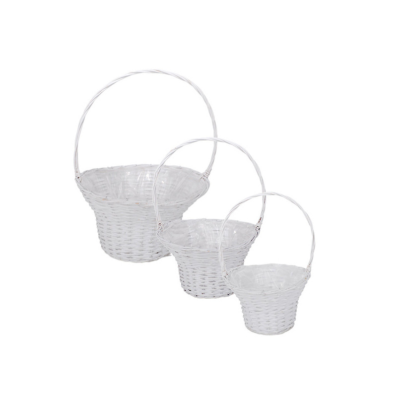 ov&aacute;lis has&iacute;tott vessző r&oacute;zsako s&aacute;r szett feh&eacute;r 44x43x24/58cm S/3