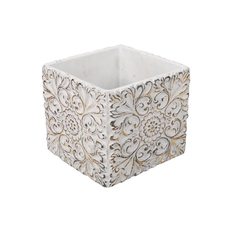 Baroque cement kockakasp&oacute; antikolt arany 23x23x20,5cm