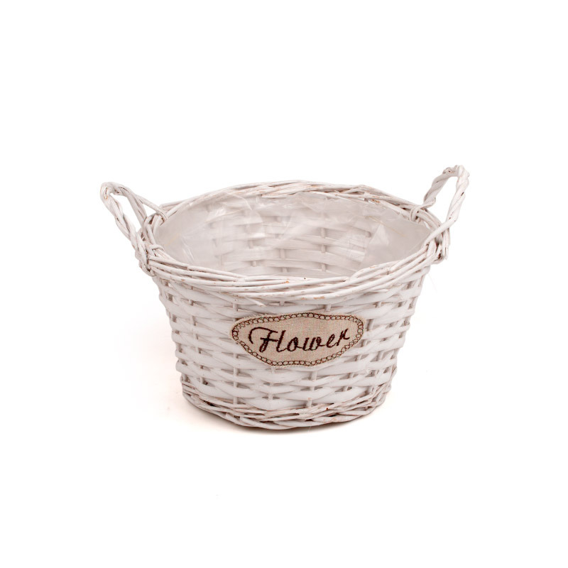 hasított vessző tál két füllel Flower felirattal 23x13/18cm