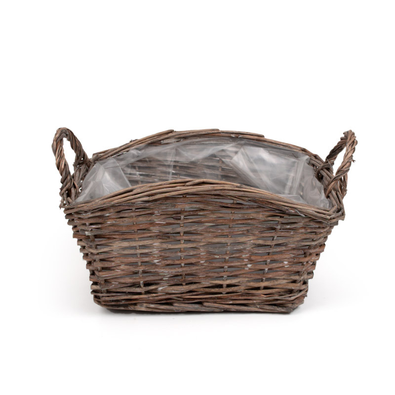 sz&ouml;gletes &iacute;velt oldal&uacute; has&iacute;tott vessző t&aacute;l k&eacute;t f&uuml;llel sz&uuml;rke 29x25x13/15cm