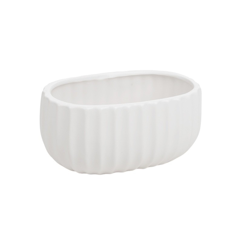 ov&aacute;lis Deco ker&aacute;mia t&aacute;l matt feh&eacute;r 18x11x8,5cm