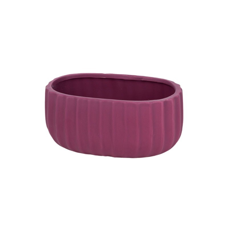 ovális Deco kerámia tál matt mályva 18x11x8,5cm