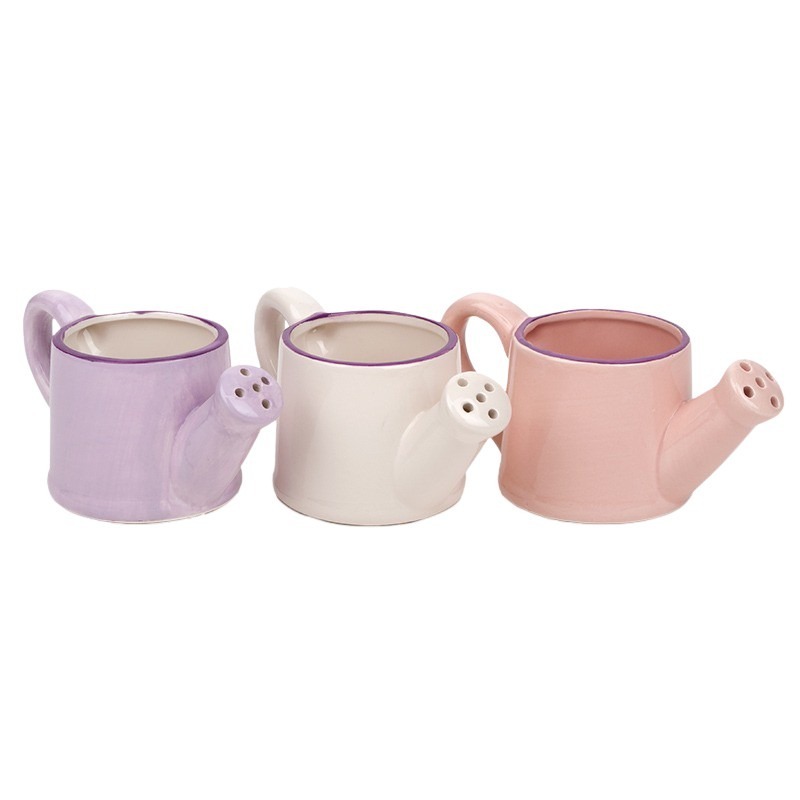 kerámia locsolókanna mix lila peremmel 7,3x7cm világoslila-krém- pasztellrózsaszín