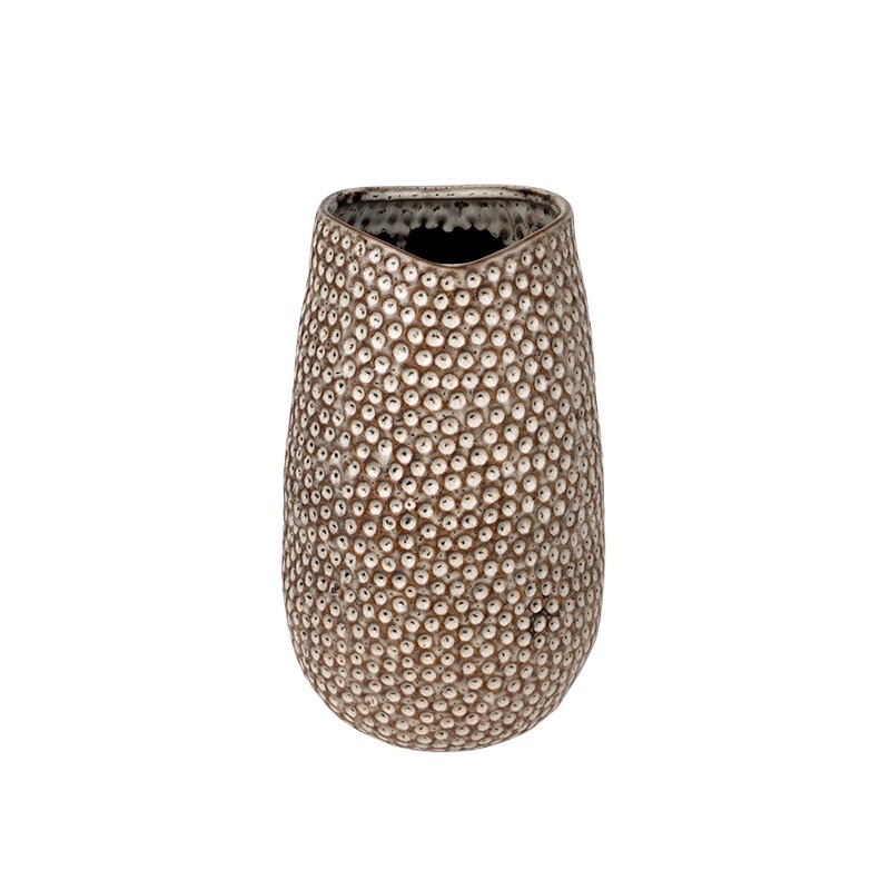 Pois kerámia váza antikolt barna 12x29cm