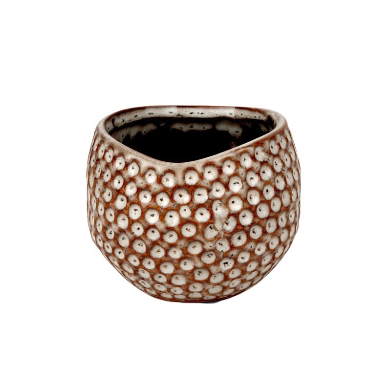 Pois kerámia kaspó antikolt barna 16x12cm