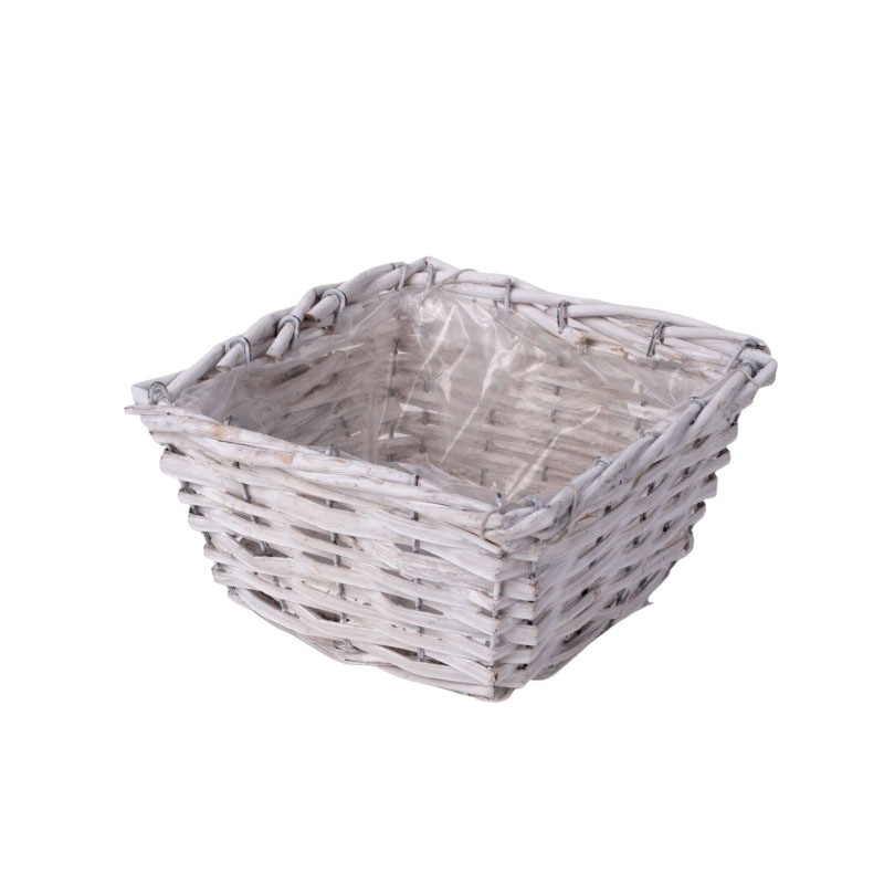 szögletes hasított fa tál fehér 19x19x10cm