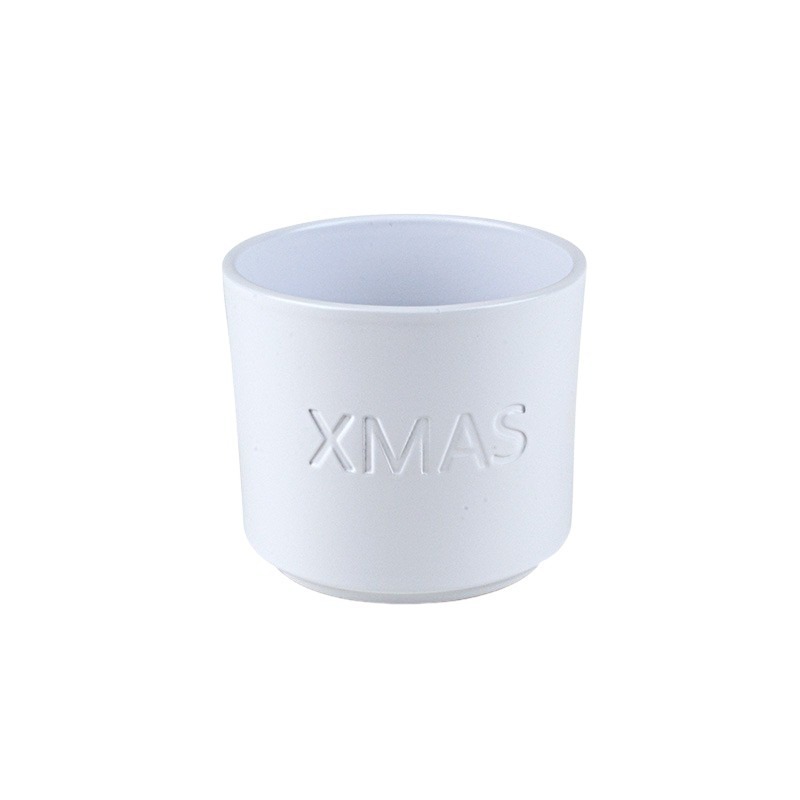 Xmas kerámia hengerkaspó matt fehér 12cm