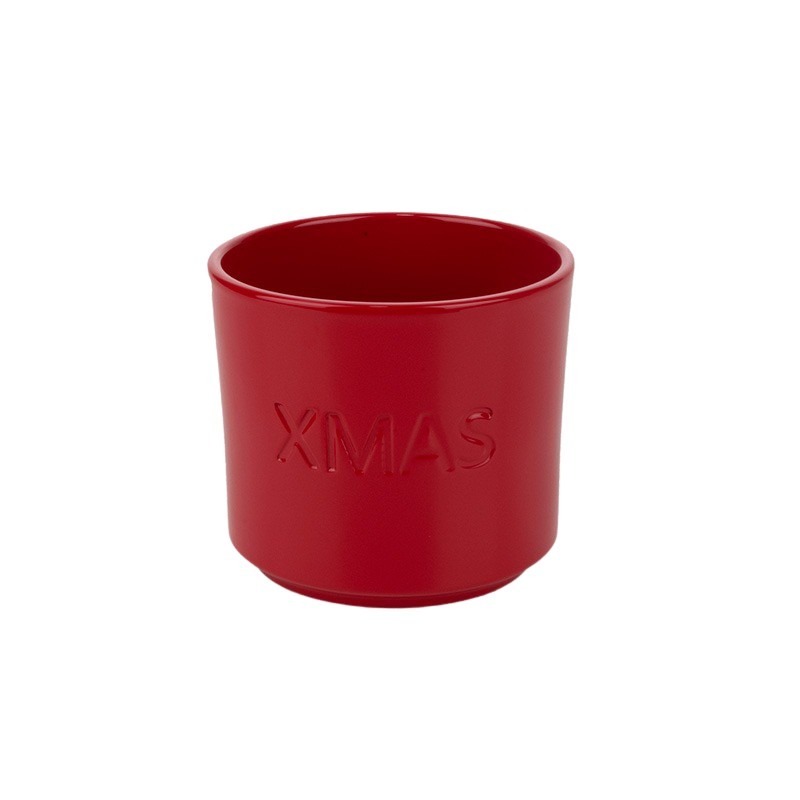 Xmas ker&aacute;mia hengerkasp&oacute; piros 14cm