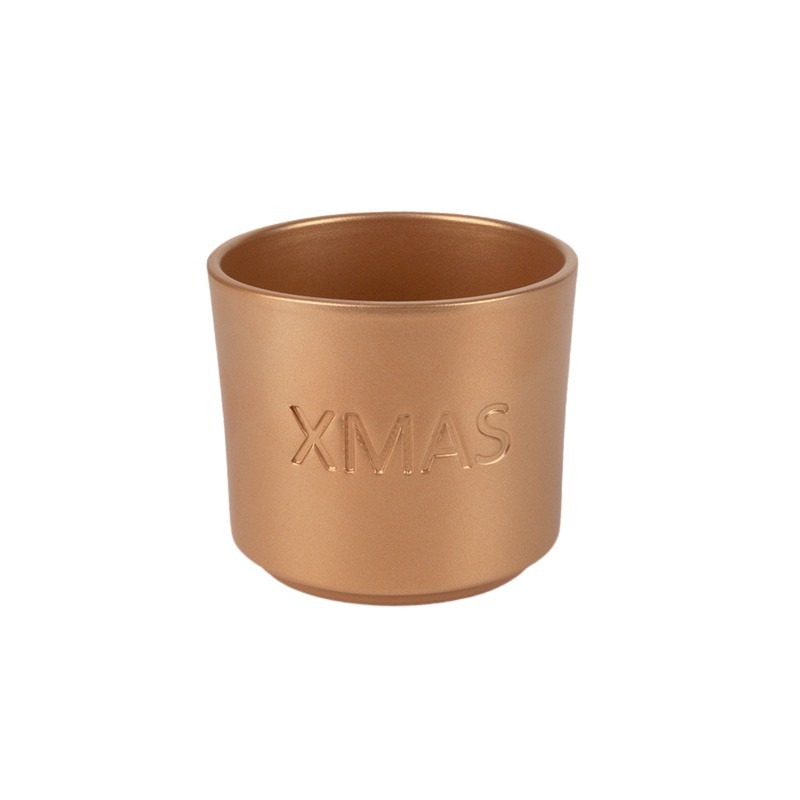 Xmas ker&aacute;mia hengerkasp&oacute; arany 14cm