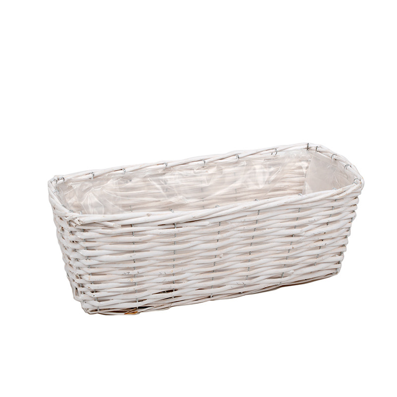 szögletes hasított vessző balkonláda fehér 43x20x16cm