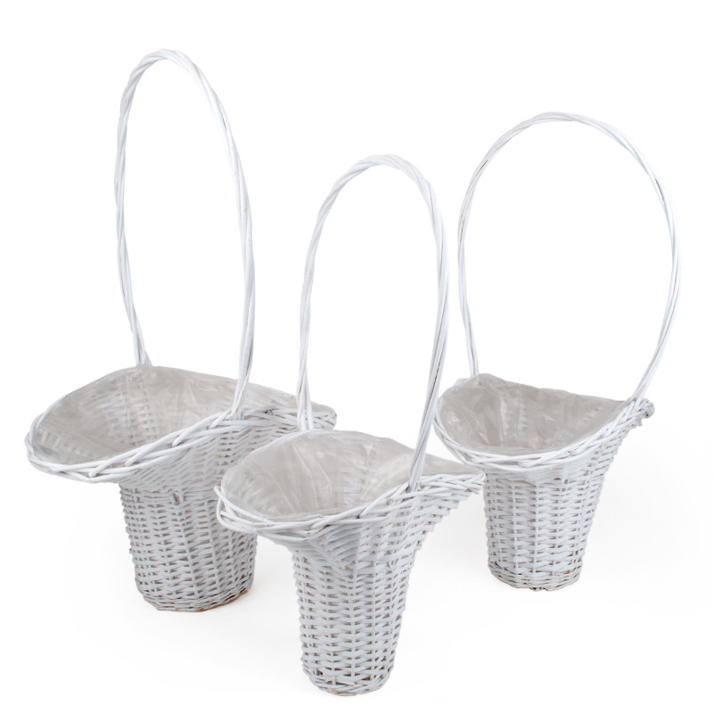 hasított vessző florentin kosár szett fehér 53x40x38/90cm S/3