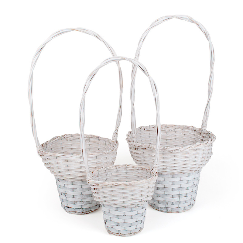 has&iacute;tott fa f&uuml;les kos&aacute;r szett antikolt feh&eacute;r 34x31/80cm S/3