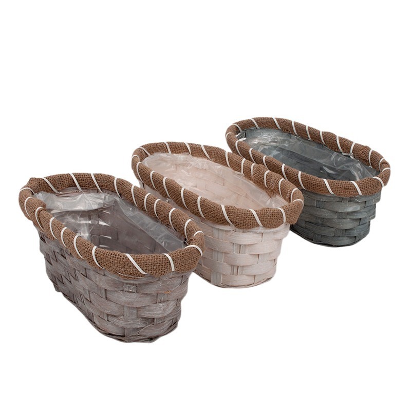 ov&aacute;lis bambusz t&aacute;l mix textil peremmel 25,5x12,5x10cm