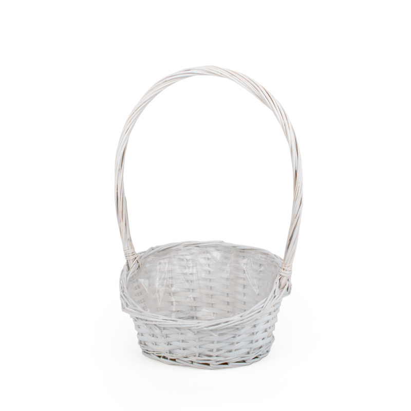 ovális hasított vessző füles kosár fehér 34x25x10/17/51cm