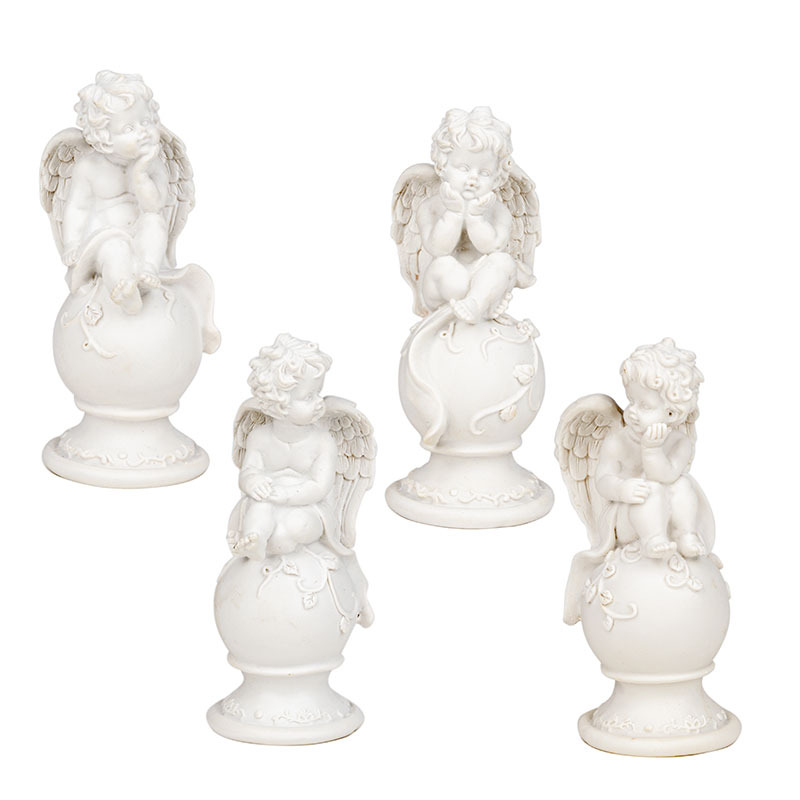 polirezin &uuml;lő angyal g&ouml;mb&ouml;n szortiment feh&eacute;r 14cm