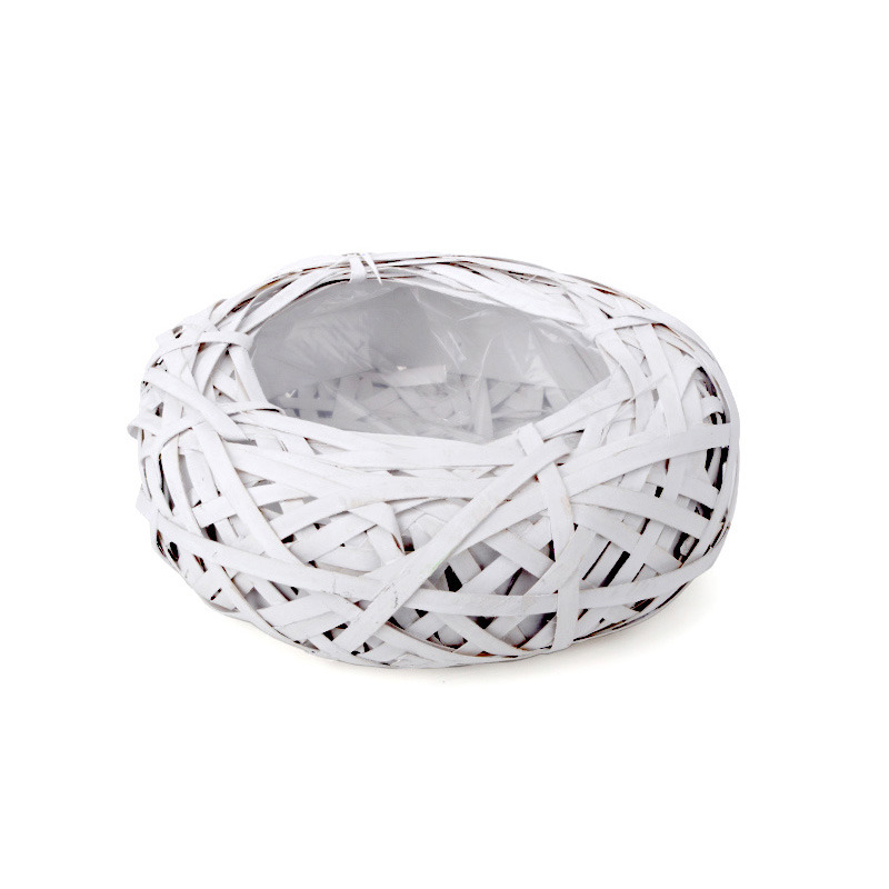 hasított fa madárfészek tál fehér 30x8cm