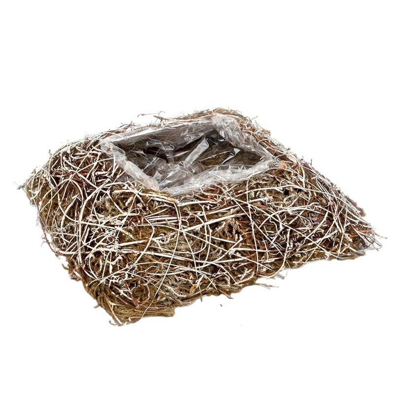 szögletes fonott tál antikolt barna-antikolt zöld 25x25x8cm