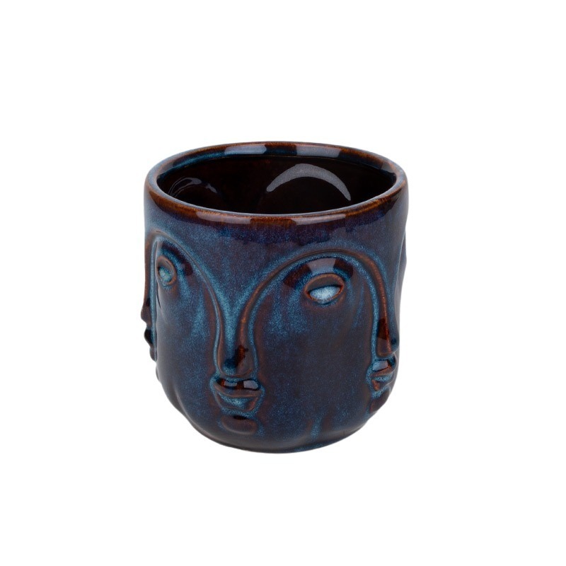 Pallas kerámia kaspó kék-barna 12x10,5cm