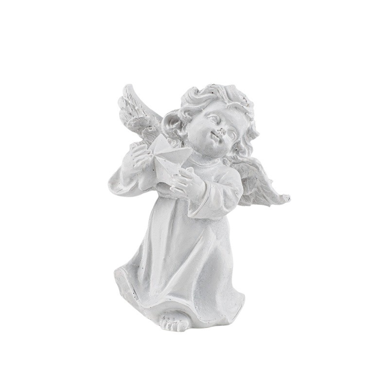 polirezin angyal csillaggal fehér 6x5x8cm