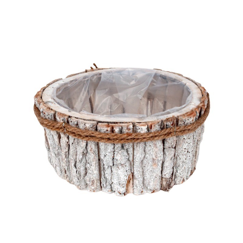 fakéreg tál kötéllel antikolt szürke 25x10,5cm