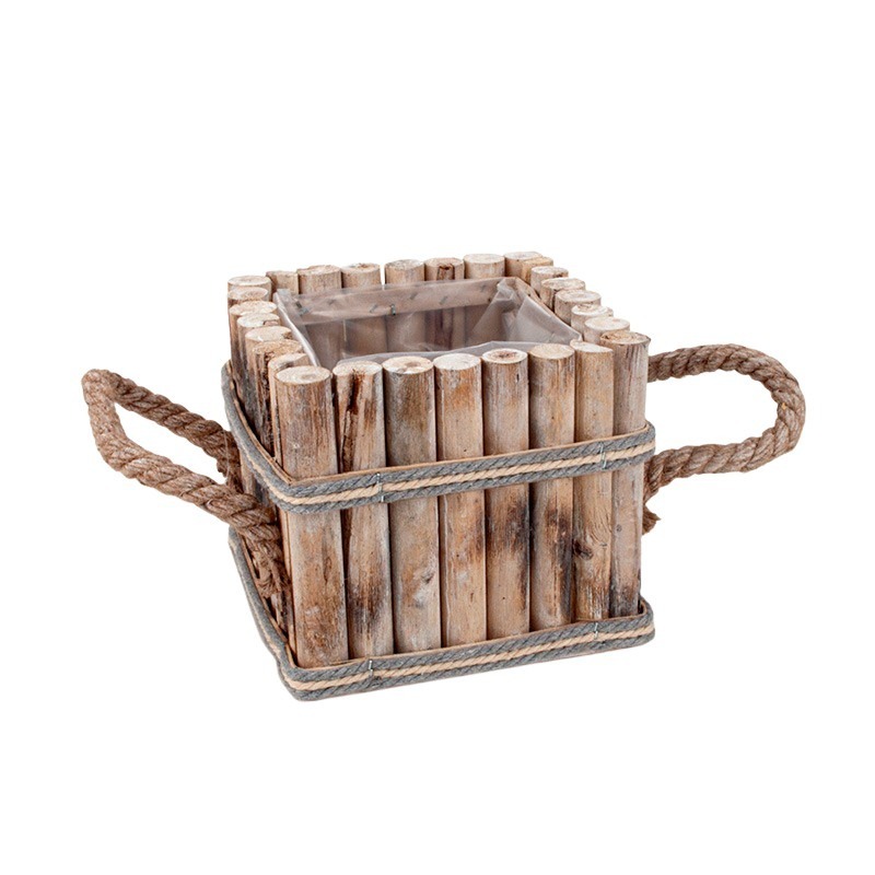 fa kockakasp&oacute; k&eacute;t k&ouml;t&eacute;l f&uuml;llel antikot barna 16,5x16,5x14,5cm