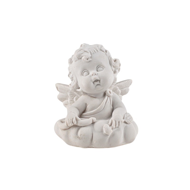 polirezin ülő angyal nyíllal és íjjal fehér 7x5,5x9cm