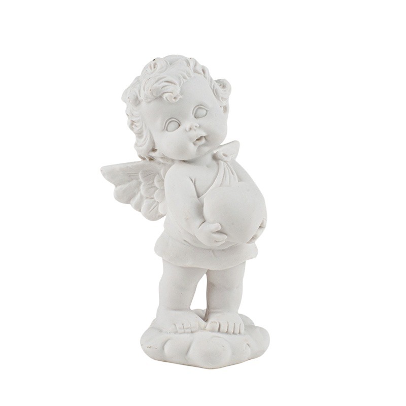 &aacute;ll&oacute; polirezin angyal sz&iacute;vvel feh&eacute;r 6x6x13cm