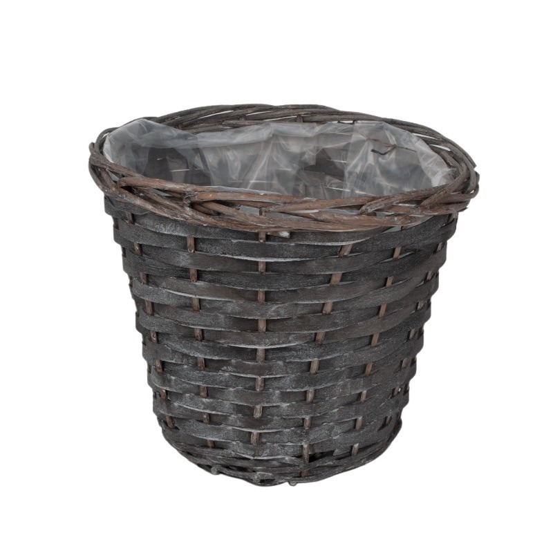 hasított fa kaspó szürke 30x24cm