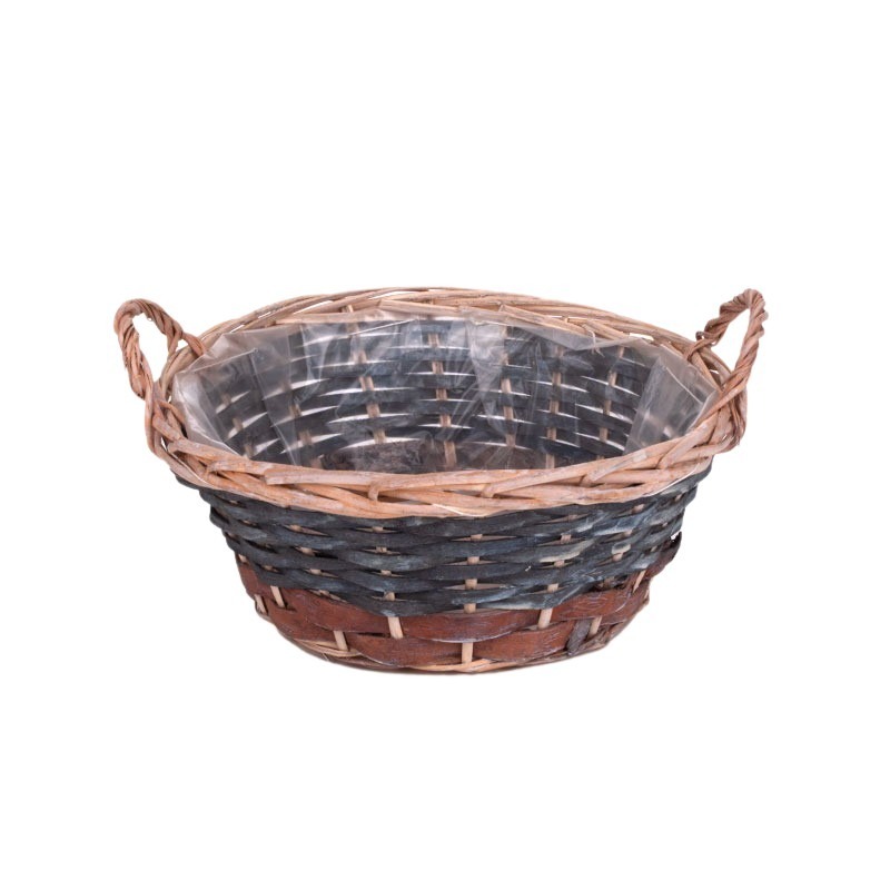 has&iacute;tott fa t&aacute;l k&eacute;t f&uuml;llel nat&uacute;r/sz&uuml;rke/barna 30x13,5/17cm