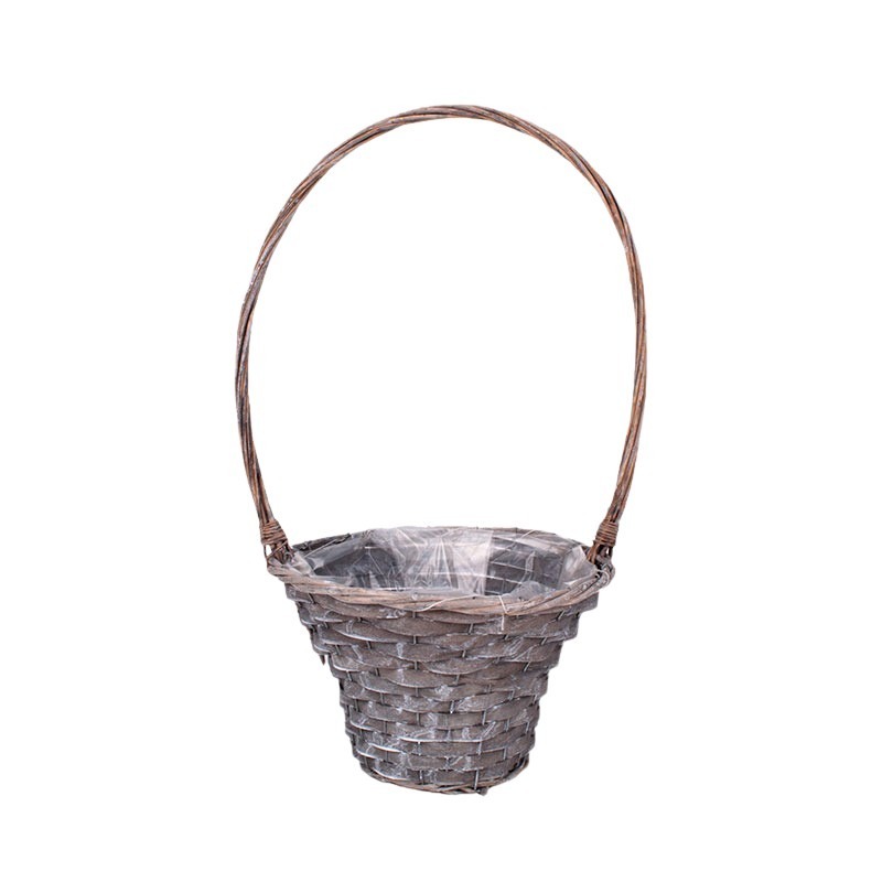 hasított fa füles kosár szürke 31x19,5x60cm