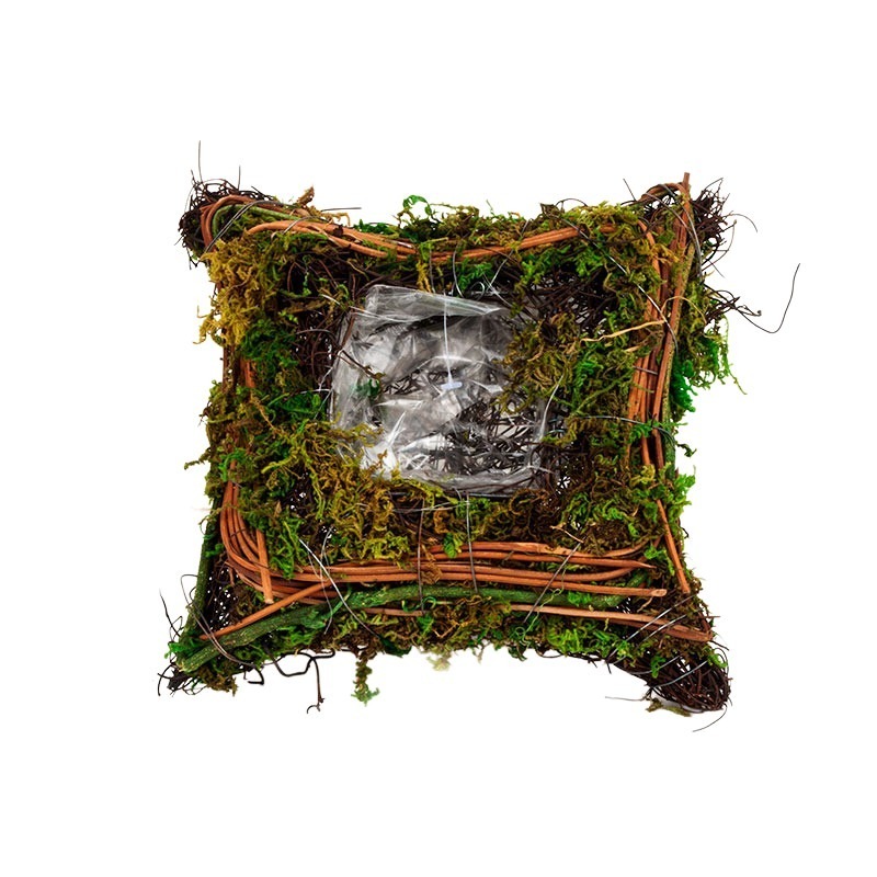 n&eacute;gyzet alak&uacute; sz&aacute;lim t&aacute;l moha d&iacute;sz&iacute;t&eacute;ssel barna-z&ouml;ld 22x22x7cm