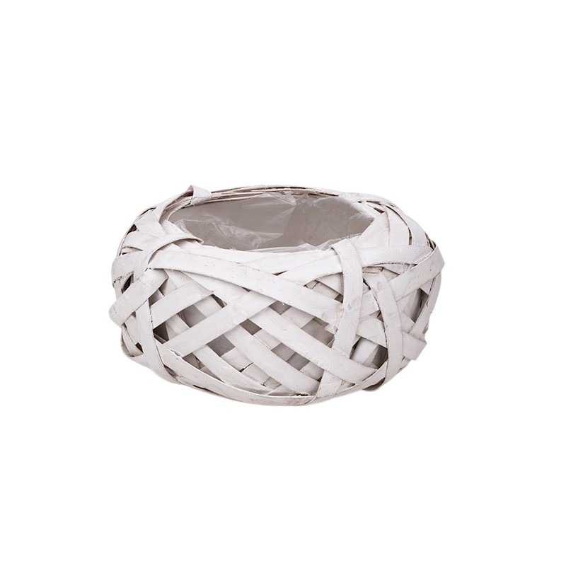 hasított fa madárfészek tál fehér 15x7,5cm