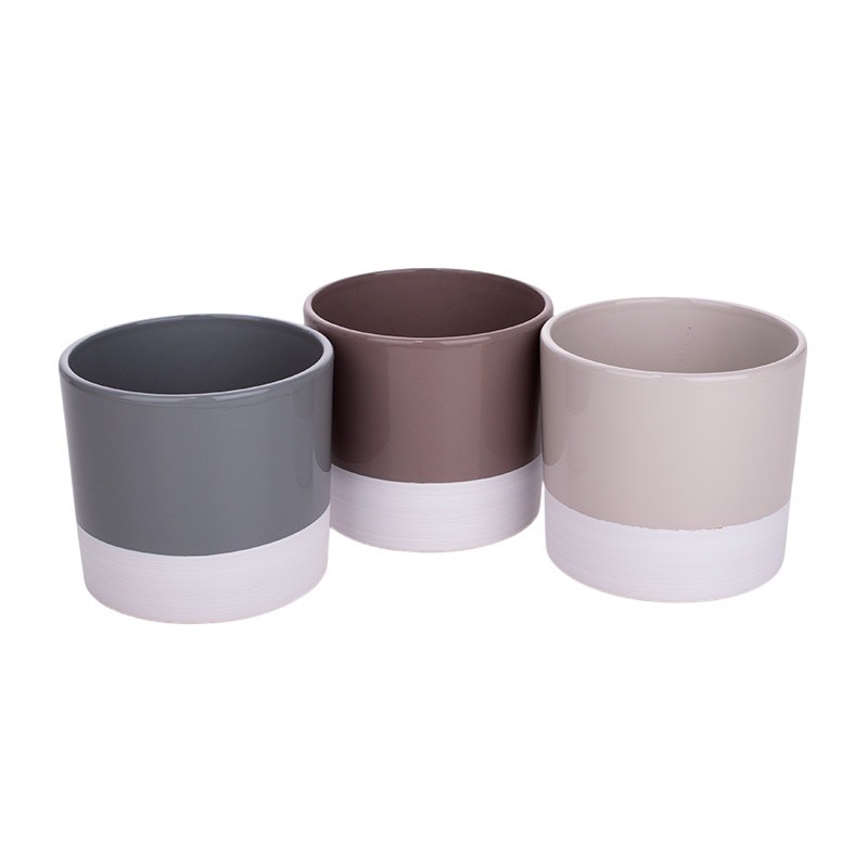 Plast kerámia hengerkaspó mix 12cm fehér-szürke/krém/világosbarna