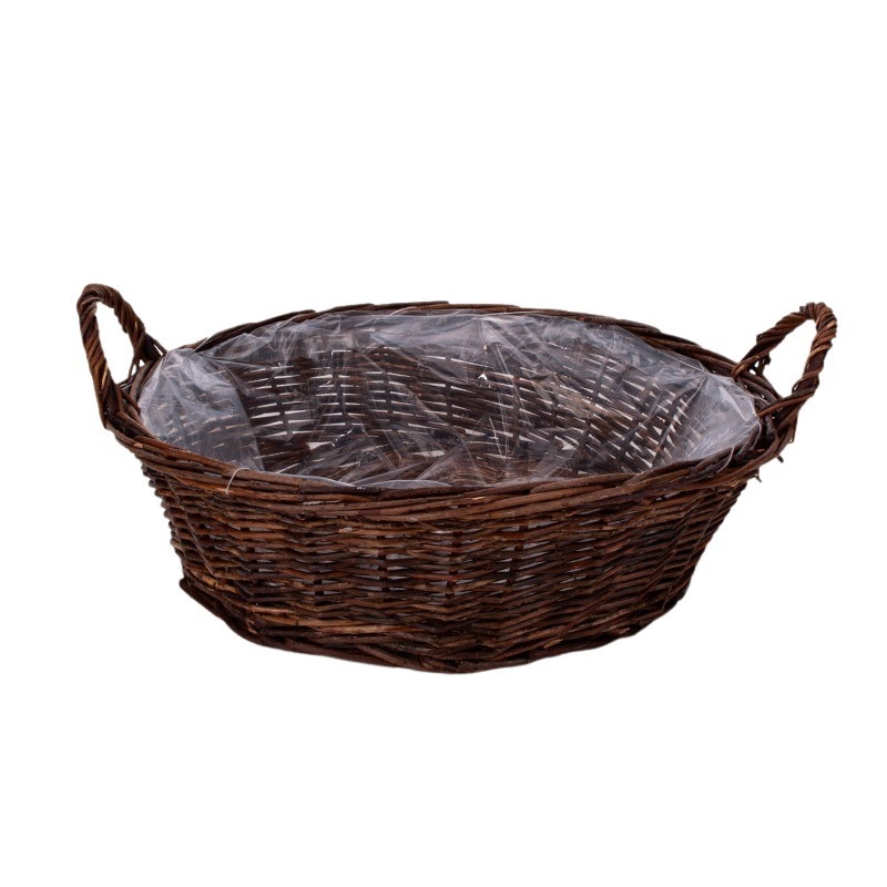 natúr vessző tál két füllel barna 40x11,5/16,5cm