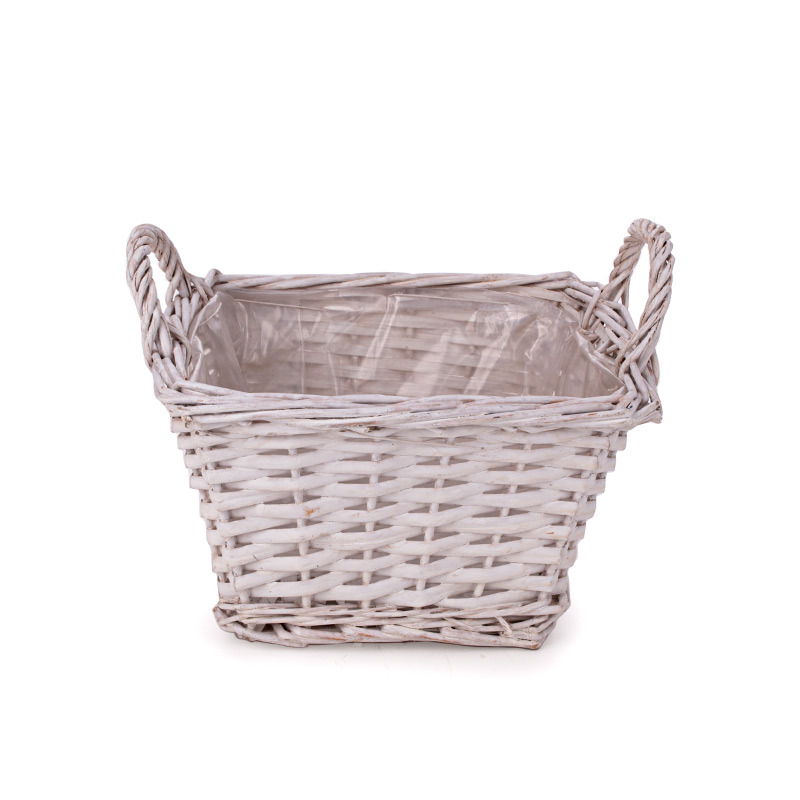 szögletes hasított vessző tál fehér 24x24x14/19cm