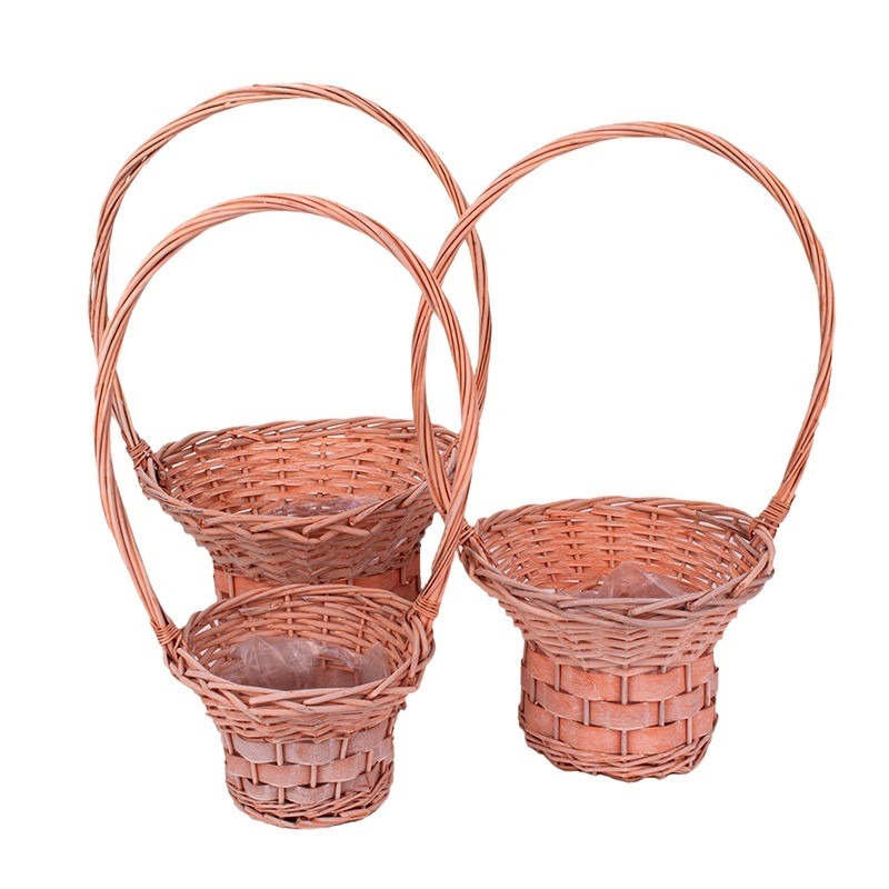 hasított fa füles kosár szett narancs 35x23/62cm S/3