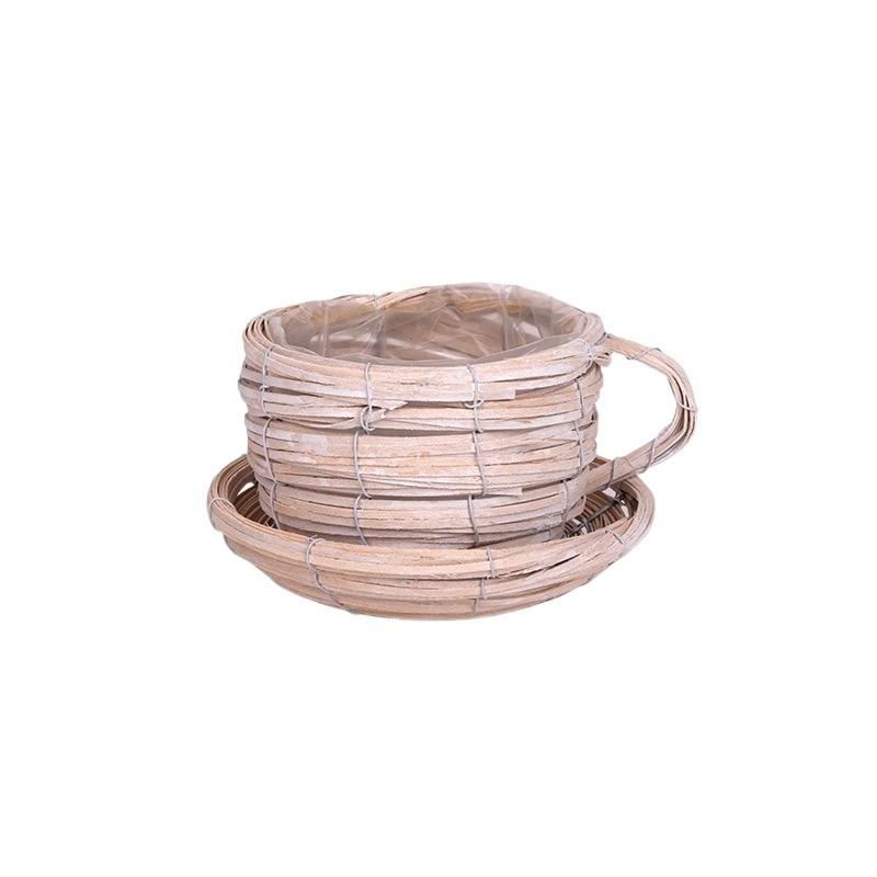 hasított fa csésze alátéttel natúr 14/17x11cm