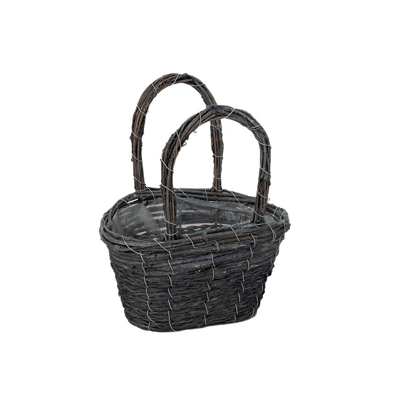 ovális fonott ridikül szürke 22x15x13/27cm