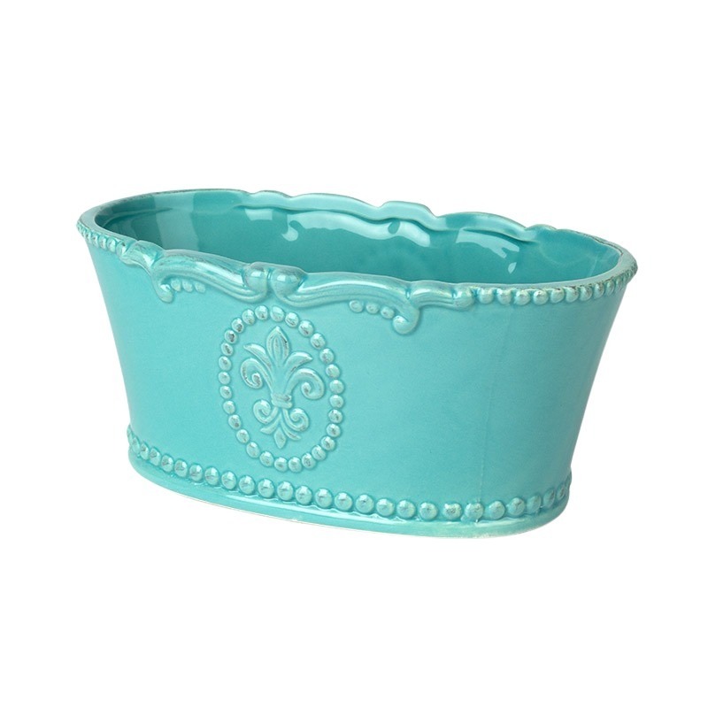 ovális Bourbon kerámia tál türkiz 23,5x14x10,5cm