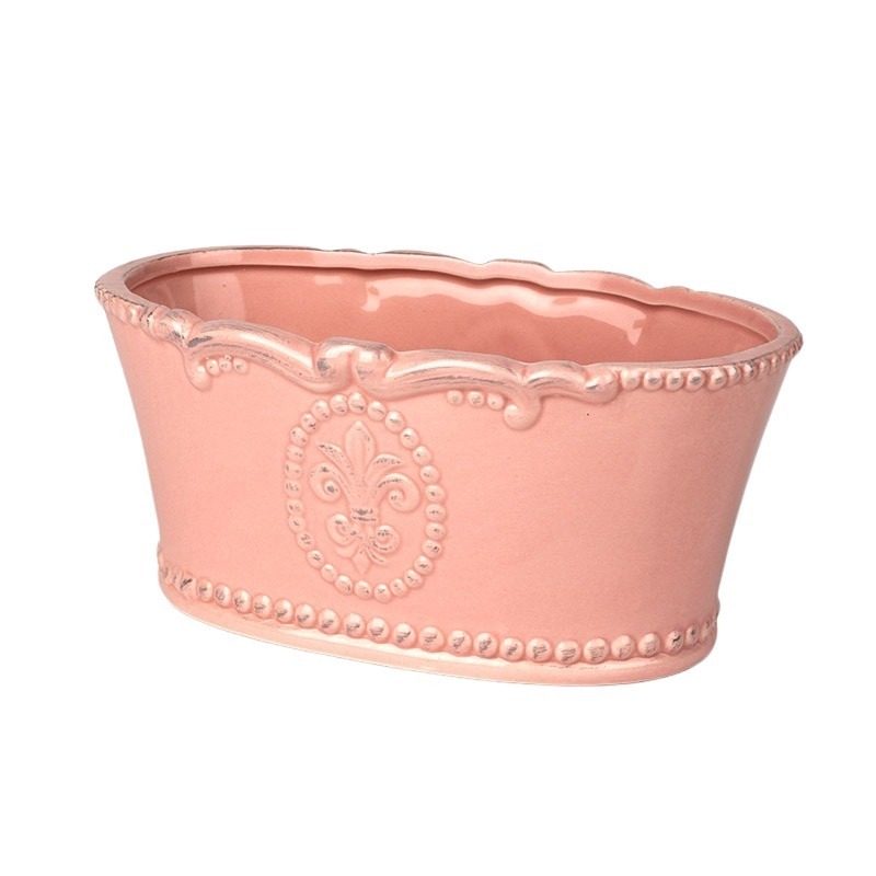 ovális Bourbon kerámia tál rózsaszín 23,5x14x10,5cm