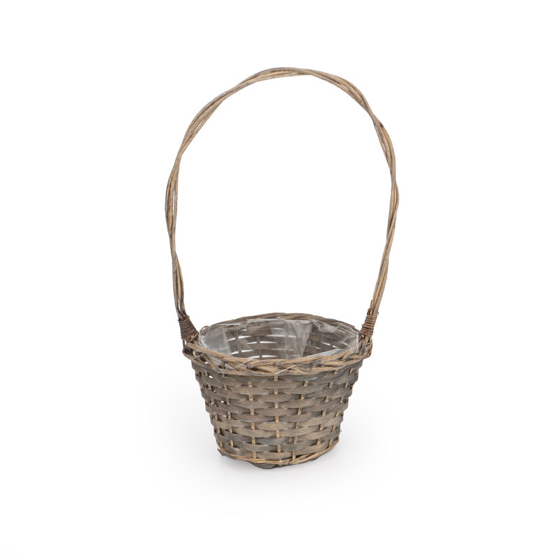 hasított fa füles kosár szürke 20,5x16/49cm