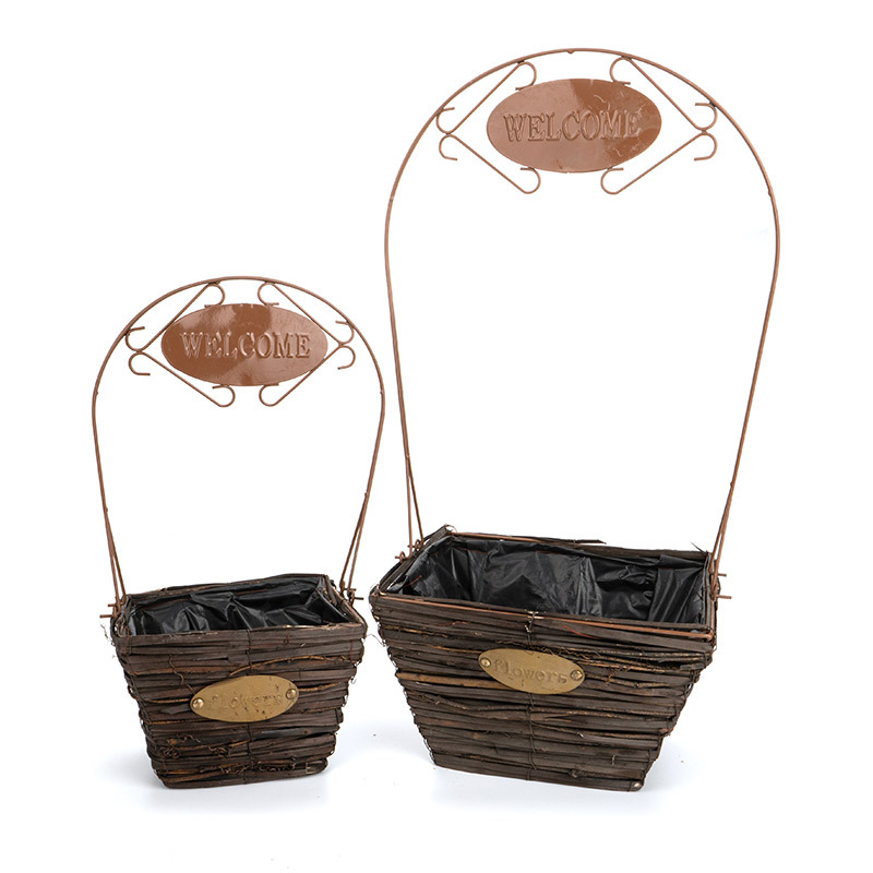 has&iacute;tott vessző &aacute;llv&aacute;nyos n&ouml;v&eacute;nytart&oacute; szett felirattal barna 32x27x19,5/70cm S/2