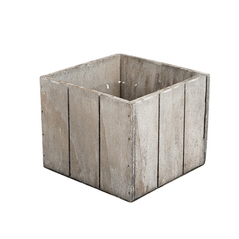 szögletes fa kaspó fehér 15x15x12,5cm