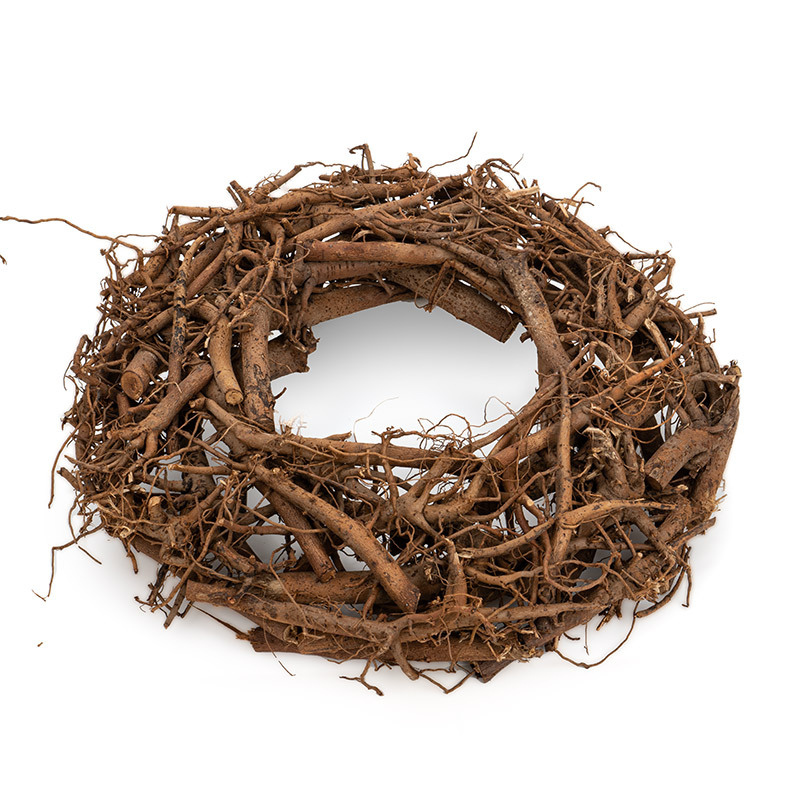 aprított fa koszorú vesszővel barna 50x10cm