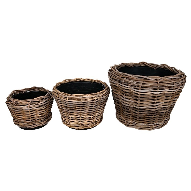 Drypot rattan kaspó szett barna 43x33cm S/3